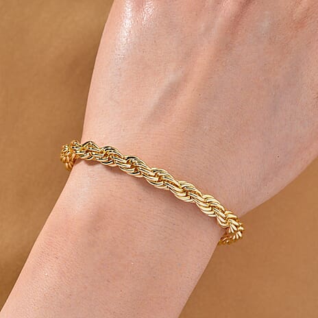 Chunky Rope Bracelet (Size 8) in Yellow Gold Plated