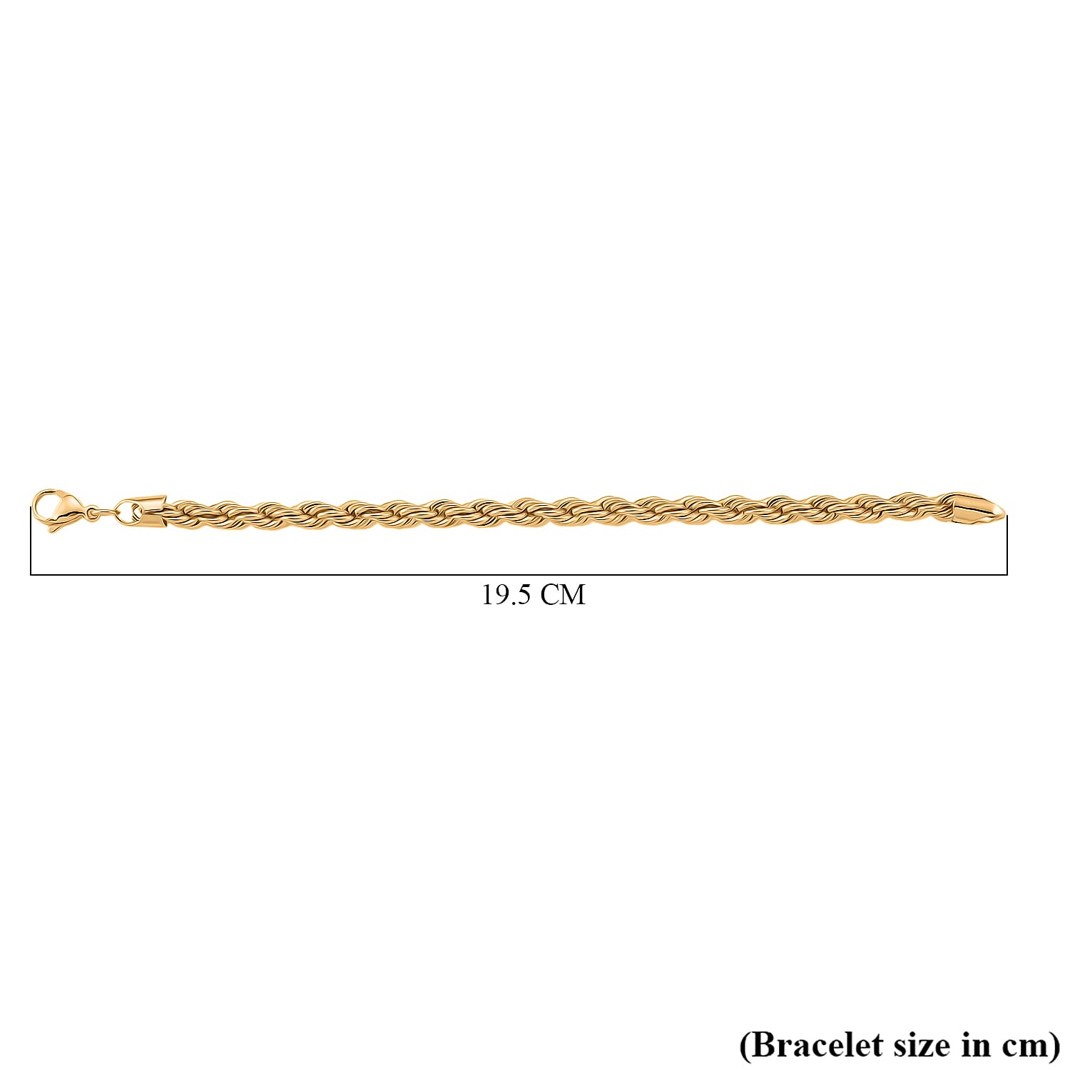 Chunky Rope Bracelet (Size 8) in Yellow Gold Plated