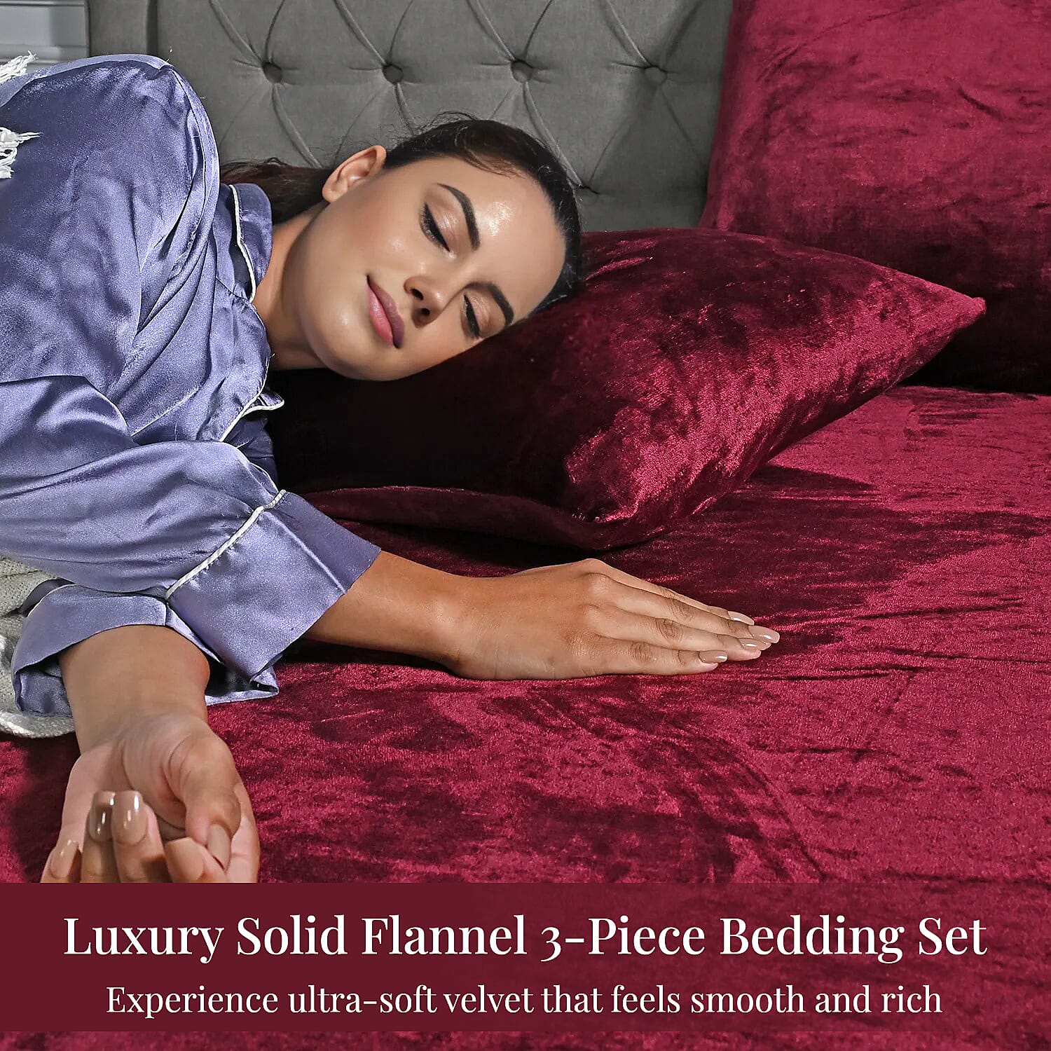 LIVMORE 3-Piece Teddy Flannel Bedding Set - inc. Fitted Sheet & 2 Pillowcases