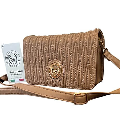 Valentino Orlandi Wave Quilted Crossbody Bag - Taupe