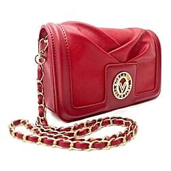Valentino Orlandi Crossbody Bag with Gold-Tone VO Lock - Chain Strap - Red
