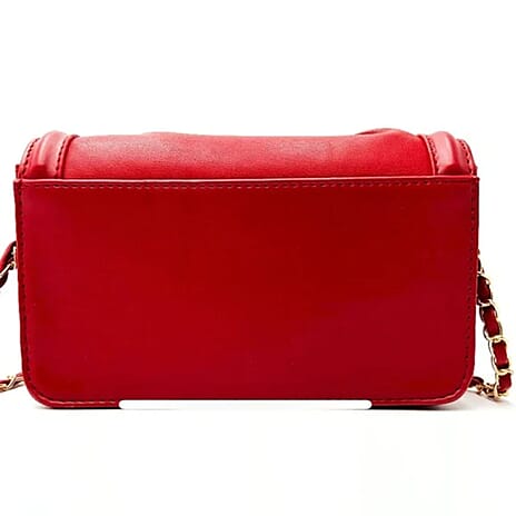 Valentino Orlandi Crossbody Bag with Gold-Tone VO Lock - Chain Strap - Red