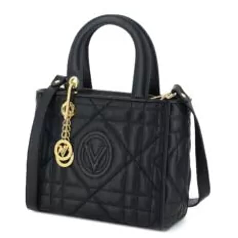 THE LUXURY TO OWN - ITALIAN MADE Valentino Orlandi Quilted Handbag with Crossbody Strap - Black