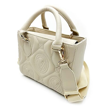 Valentino Orlandi Quilted Handbag with Crossbody Strap - Bone