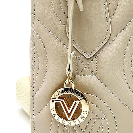 THE LUXURY TO OWN - ITALIAN MADE Valentino Orlandi Quilted Handbag with Crossbody Strap - Taupe