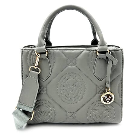 THE LUXURY TO OWN - ITALIAN MADE Valentino Orlandi Quilted Handbag with Crossbody Strap - Grey