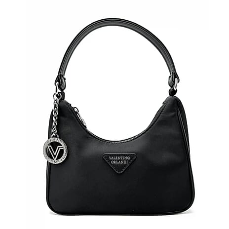 Valentino Orlandi Vegan Leather Shoulder Bag - Black