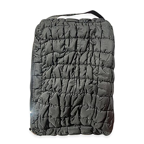 Valentino Orlandi Quilted Puffer Shoulder Bag with Branded Webstrap - Black