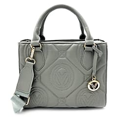 Valentino Orlandi Vegan Leather Designer Geometric Quilted Pattern Tote Bag - Bone