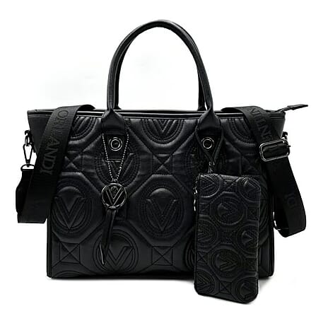 Valentino Orlandi Vegan Leather Tote Bag - Black