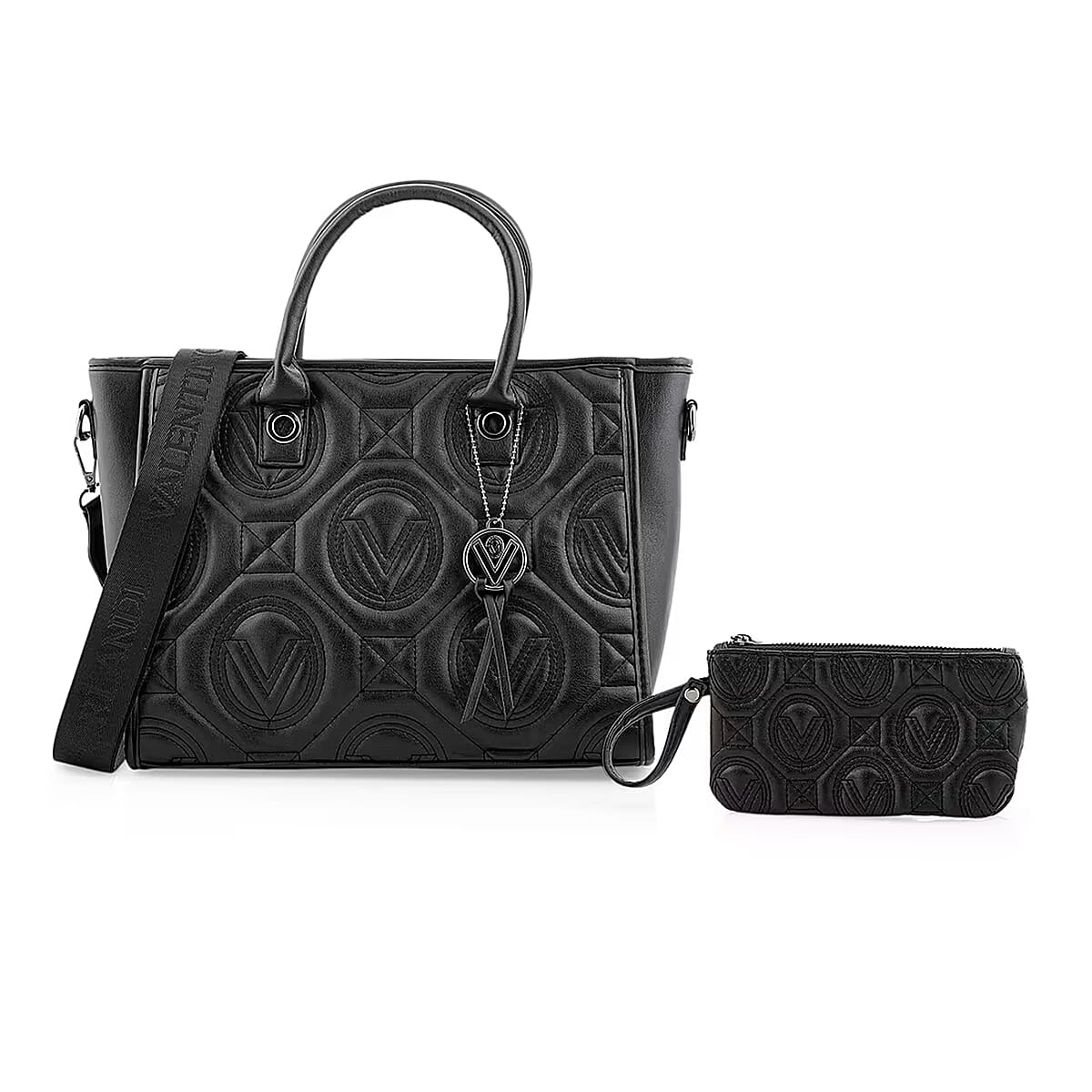 Valentino Orlandi Vegan Leather Tote Bag - Black Tone