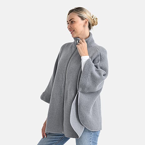 - Maisi High Tie Fleece Cardigan (One Size, 73 x 88 cm) - Grey
