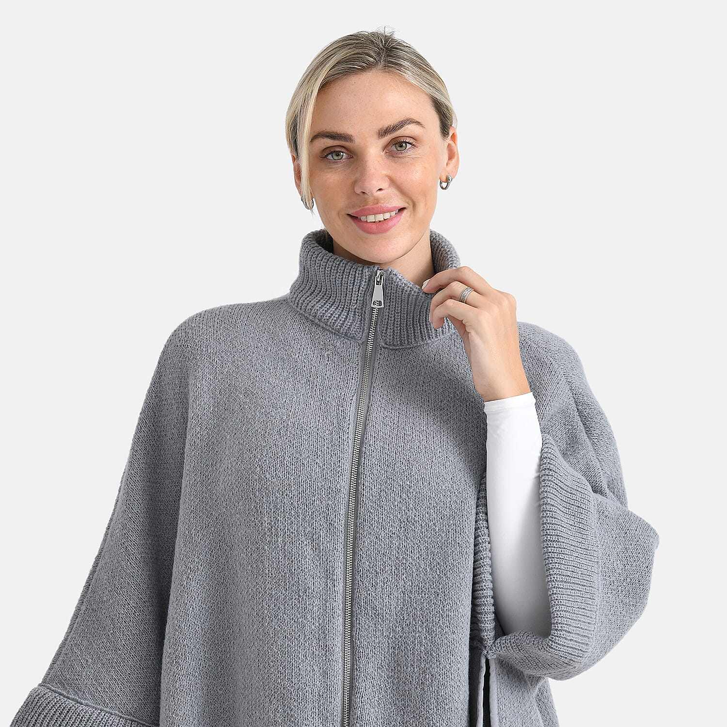 - Maisi High Tie Fleece Cardigan (One Size, 73 x 88 cm) - Grey