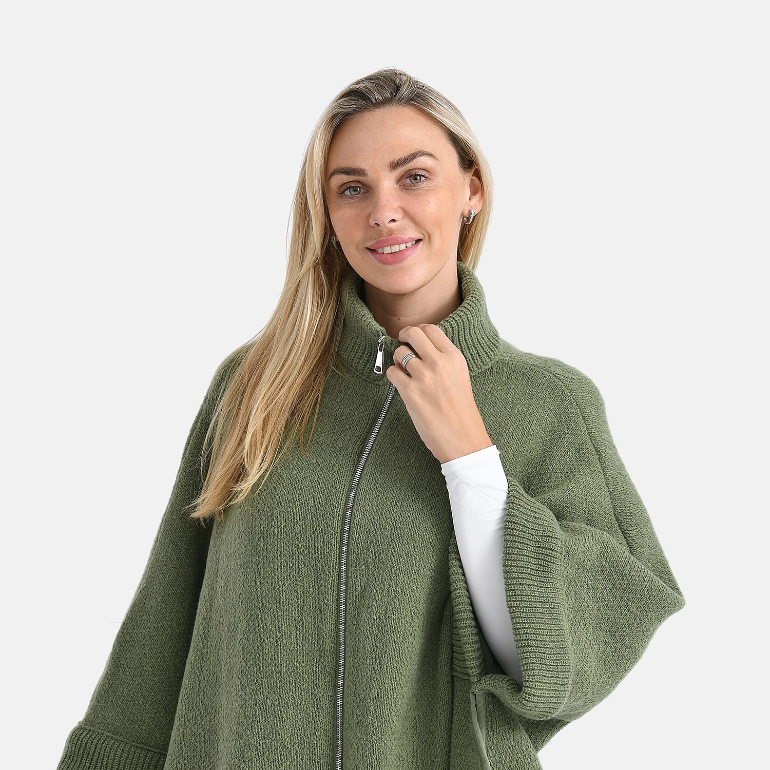 - Maisi High Tie Fleece Cardigan (One Size, 73 x 88 cm) - Green