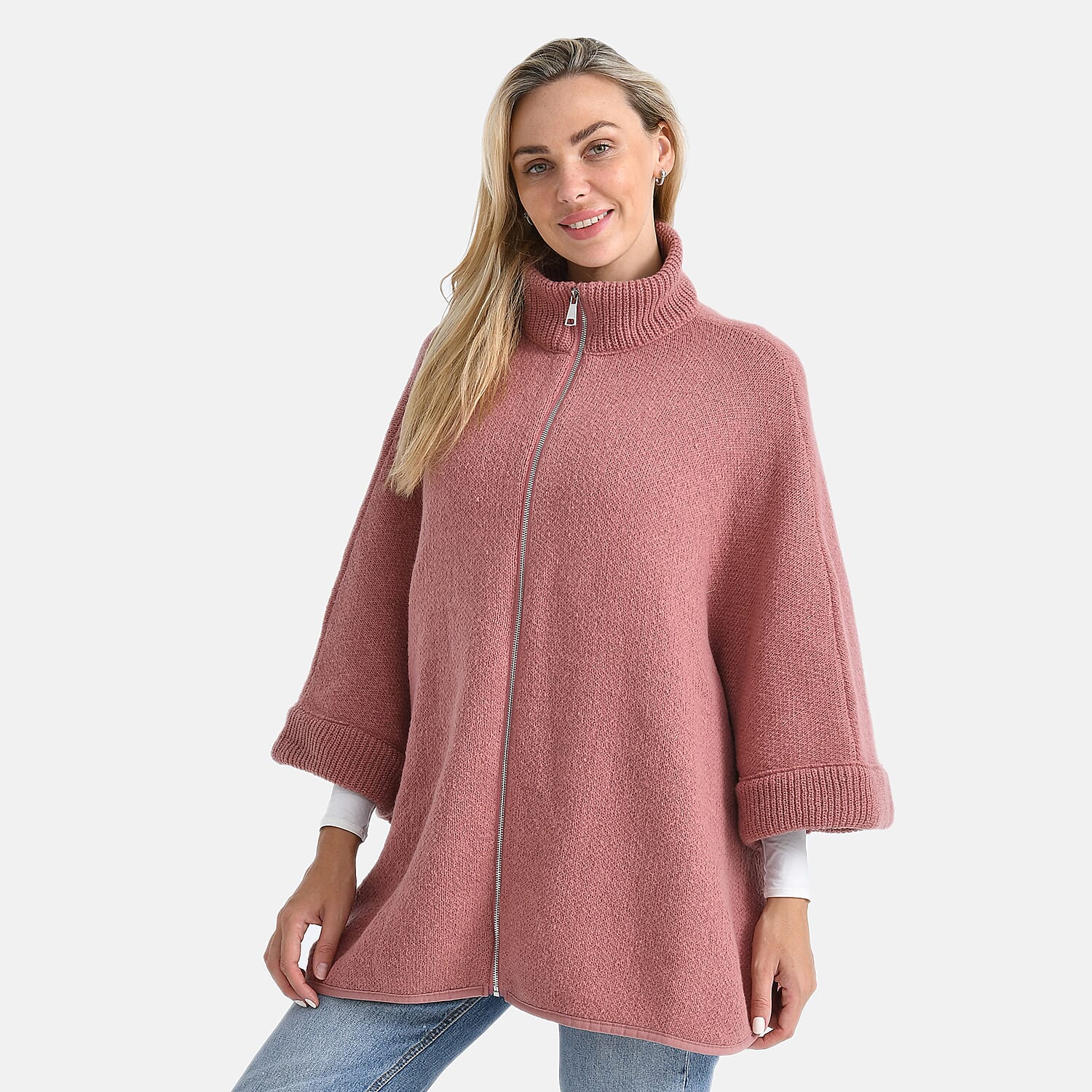 - Maisi High Tie Fleece Cardigan (One Size, 73 x 88 cm) - Pink