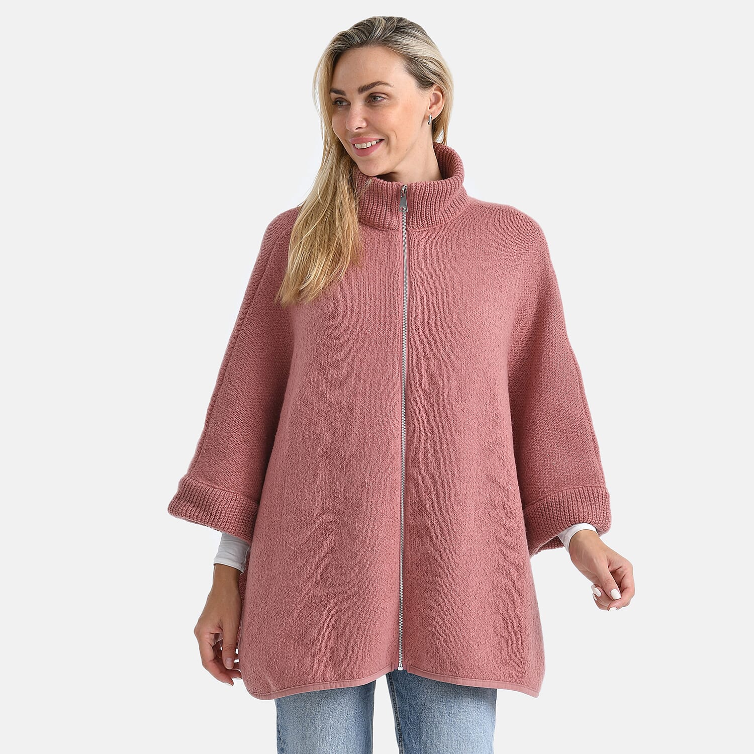 - Maisi High Tie Fleece Cardigan (One Size, 73 x 88 cm) - Pink