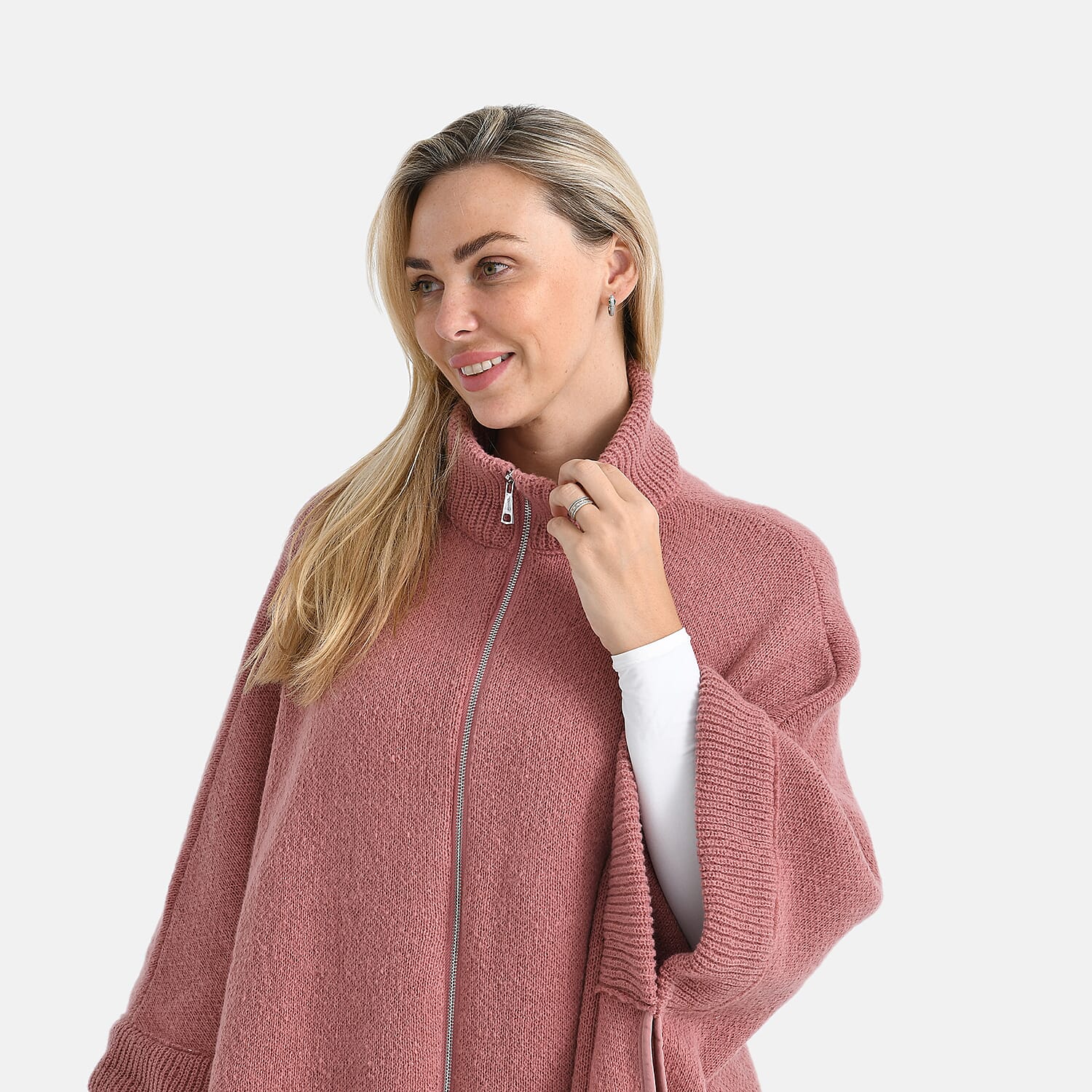 - Maisi High Tie Fleece Cardigan (One Size, 73 x 88 cm) - Pink