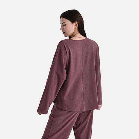 - Maisi Soft Brushed Super Comfort Casual Top (Size L) - Plum