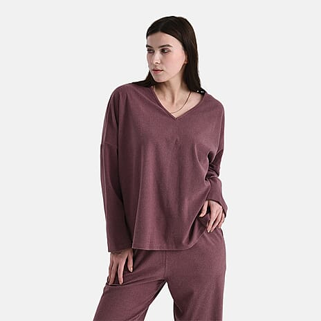 - Maisi Soft Brushed Super Comfort Casual Top (Size L) - Plum