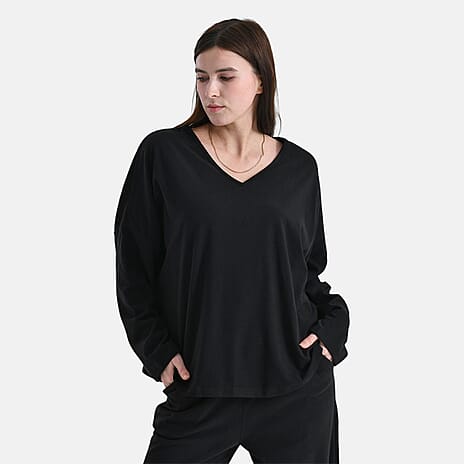 - Maisi Soft Brushed Super Comfort Casual Top (Size L) - Black