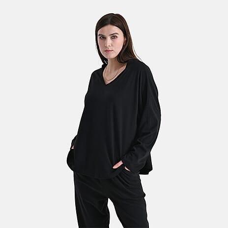 - Maisi Soft Brushed Super Comfort Casual Top (Size XL) - Black