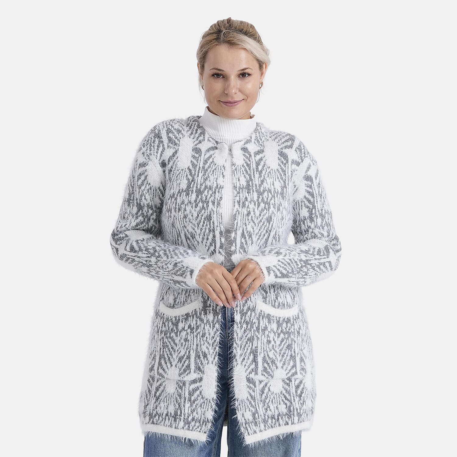 & Maisi Patterned Cardigan (Size - One Size) - Grey