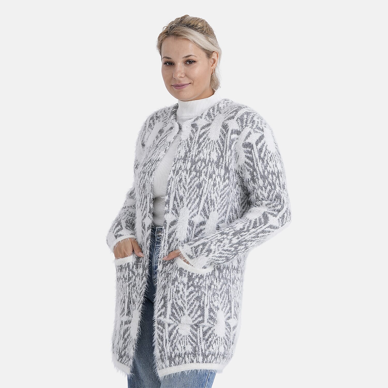 & Maisi Patterned Cardigan (Size - One Size) - Grey