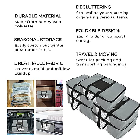 Set of 5 Non-Woven Fabric Storage Bags - Grey