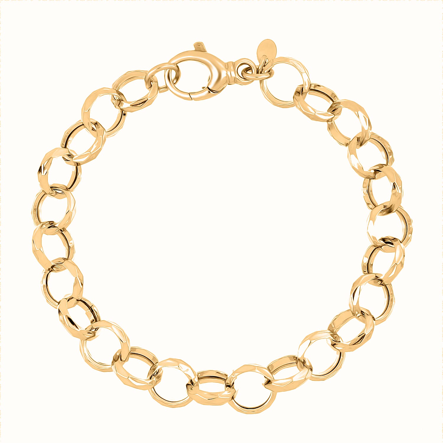 LaBella Fine Italian Jewellery - Handmade Sterling Silver Bracelet (Size - 7.5) with Lobster Clasp in Yellow Gold Plating, Silver Wt. 9.80 Gms.