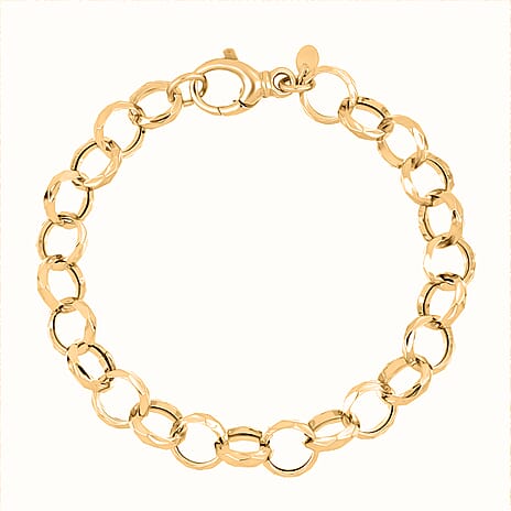 LaBella Fine Italian Jewellery - Handmade Sterling Silver Bracelet (Size - 7.5) with Lobster Clasp in Yellow Gold Plating, Silver Wt. 9.80 Gms.