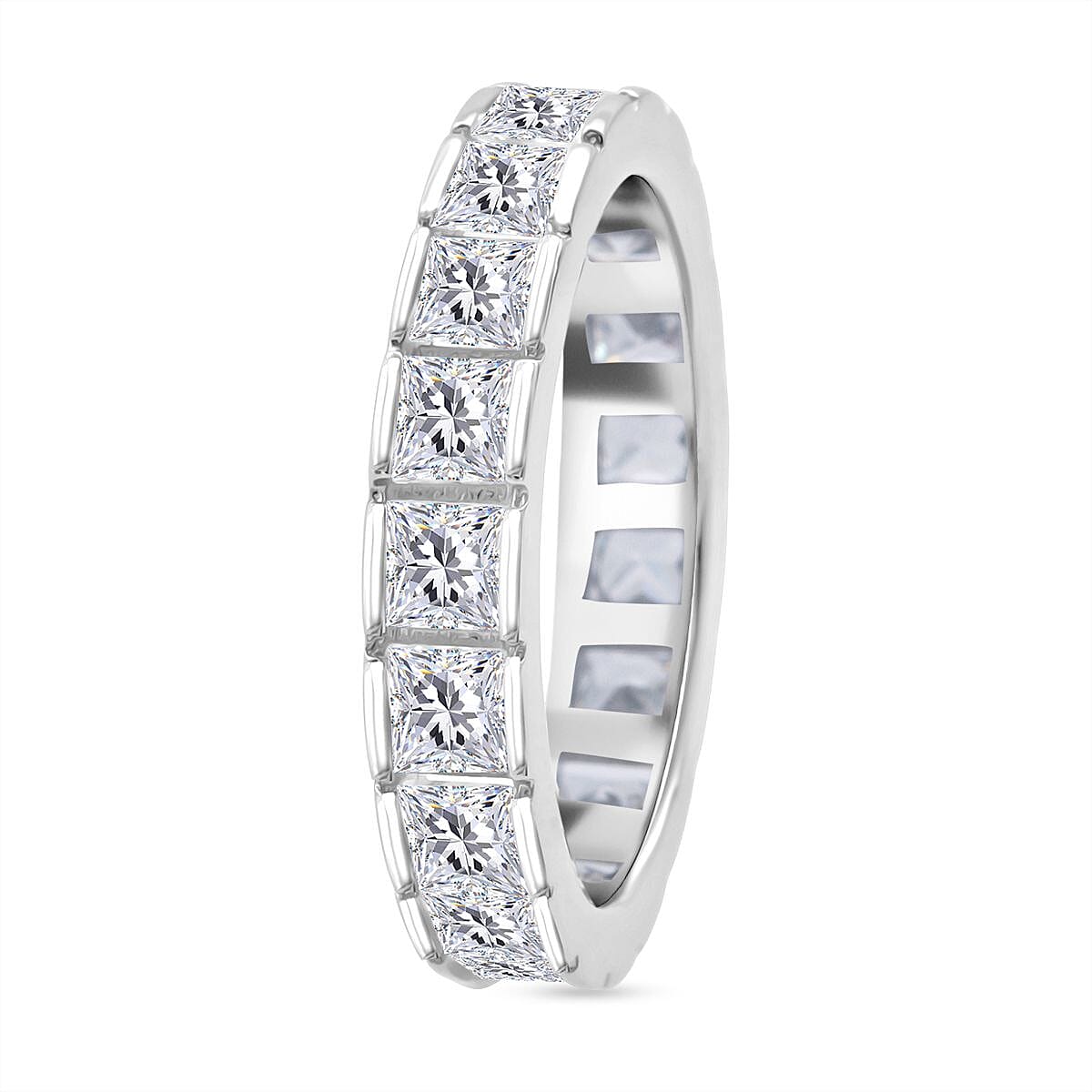 White Cubic Zirconia Ring in Rhodium Overlay Sterling Silver 4.61 Ct.