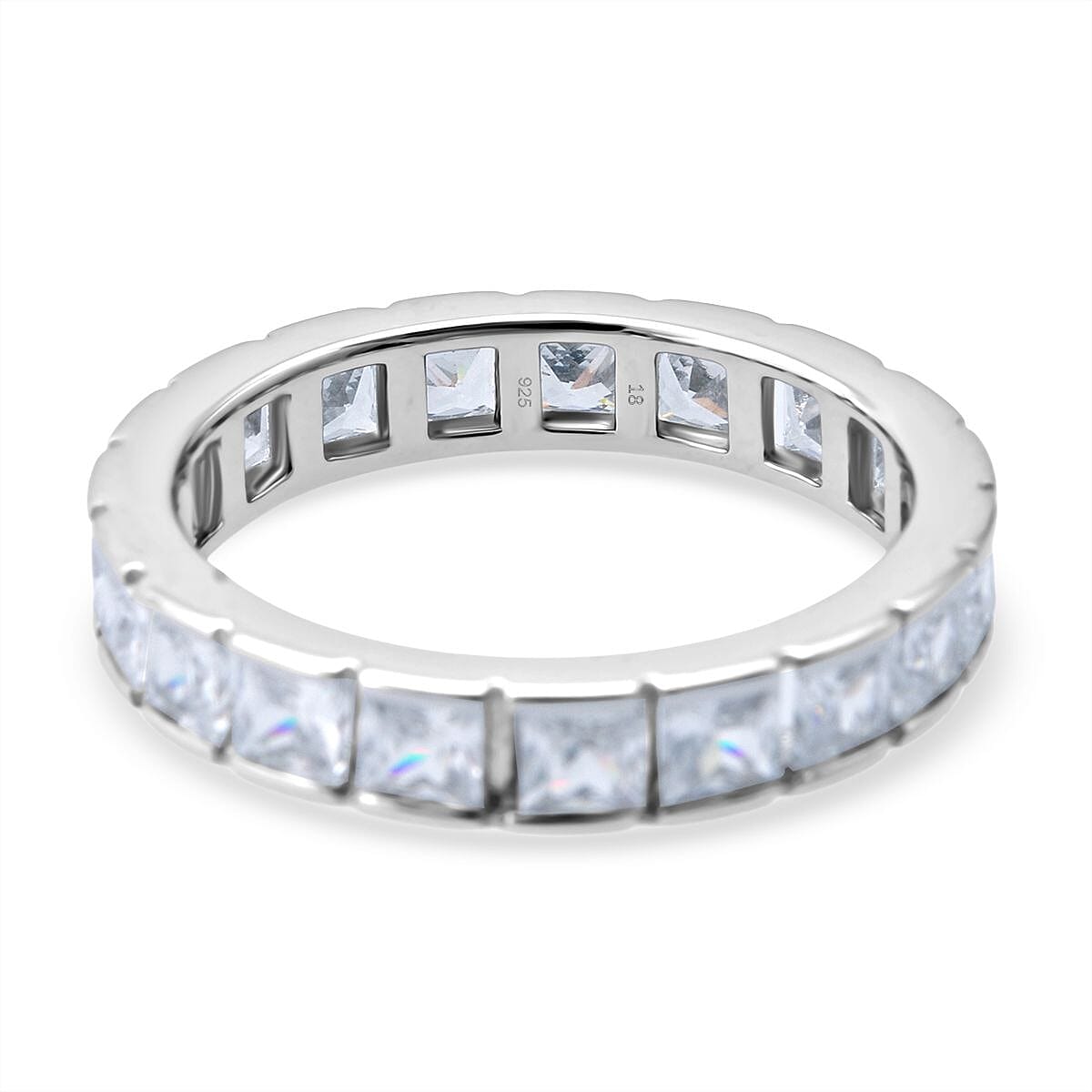 White Cubic Zirconia Ring in Rhodium Overlay Sterling Silver 4.61 Ct.