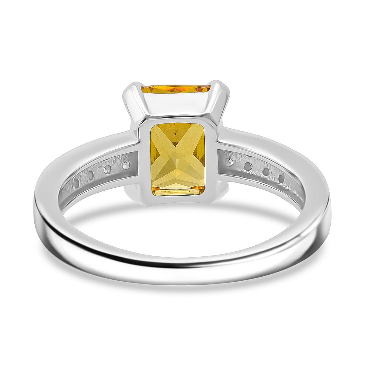 Yellow Cubic Zirconia & White Cubic Zirconia Ring in Rhodium Overlay Sterling Silver 2.13 Ct.