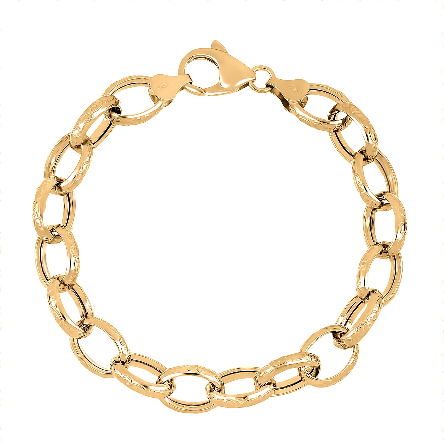 LaBella Fine Italian Jewellery - Handmade Sterling Silver Bracelet (Size - 7.5) with Lobster Clasp in Yellow Gold Plating, Silver Wt. 10.50 Gms.