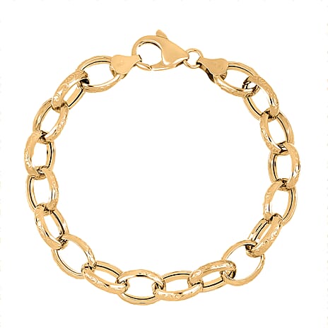 LaBella Fine Italian Jewellery - Handmade Sterling Silver Bracelet (Size - 7.5) with Lobster Clasp in Yellow Gold Plating, Silver Wt. 10.50 Gms.