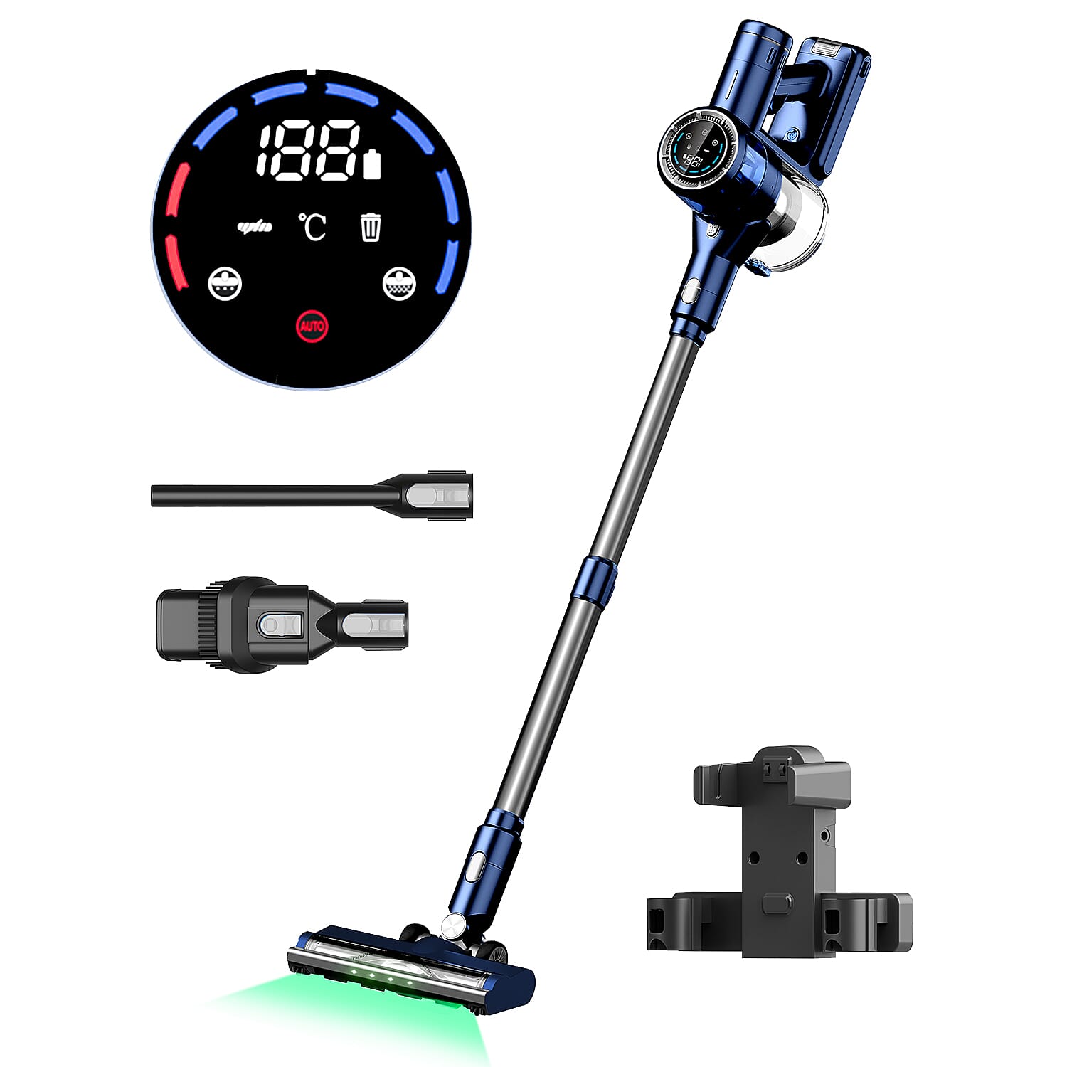 Keplin Lightweight Digital Vacuum with Bending Hose - 3 Speed, 55 Min Run Time, 350W Motor