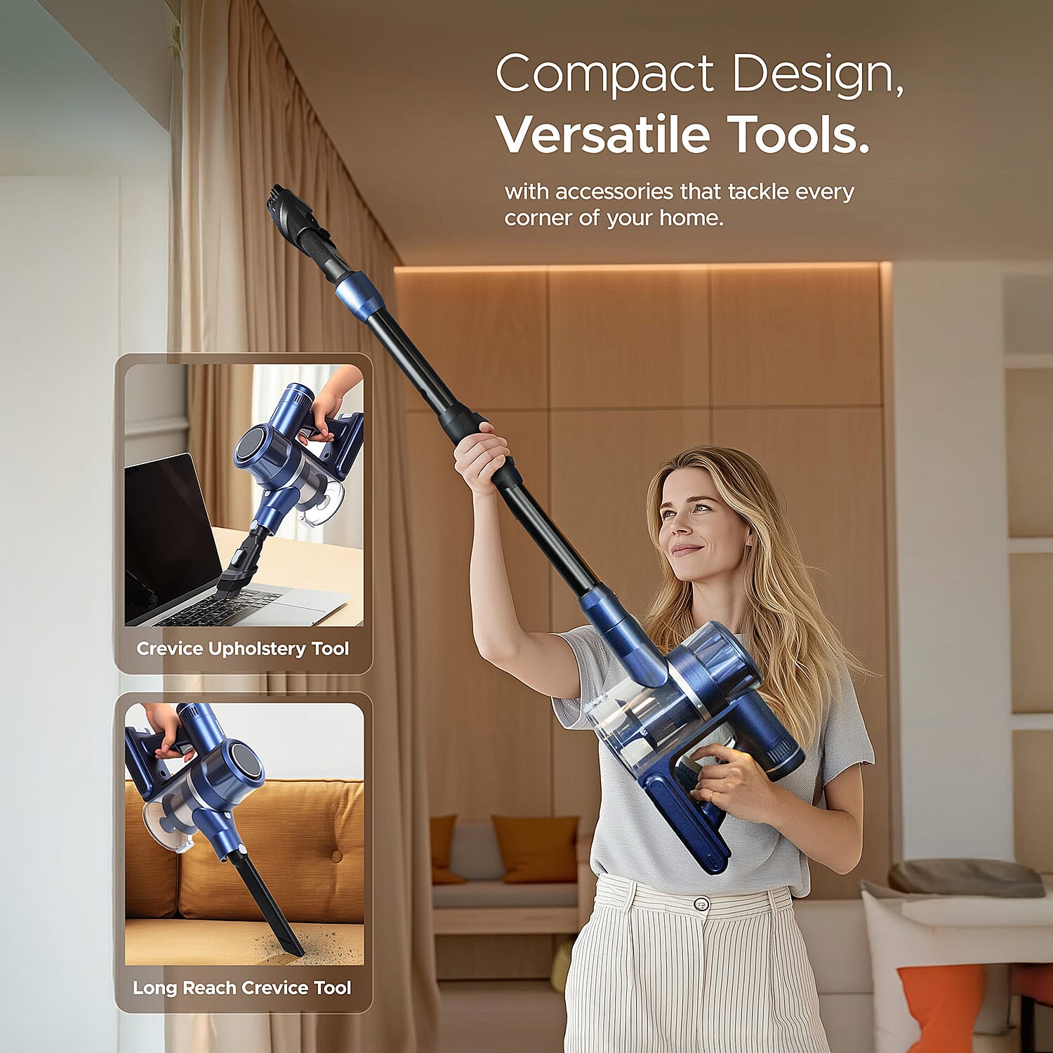 Keplin Lightweight Digital Vacuum with Bending Hose - 3 Speed, 55 Min Run Time, 350W Motor