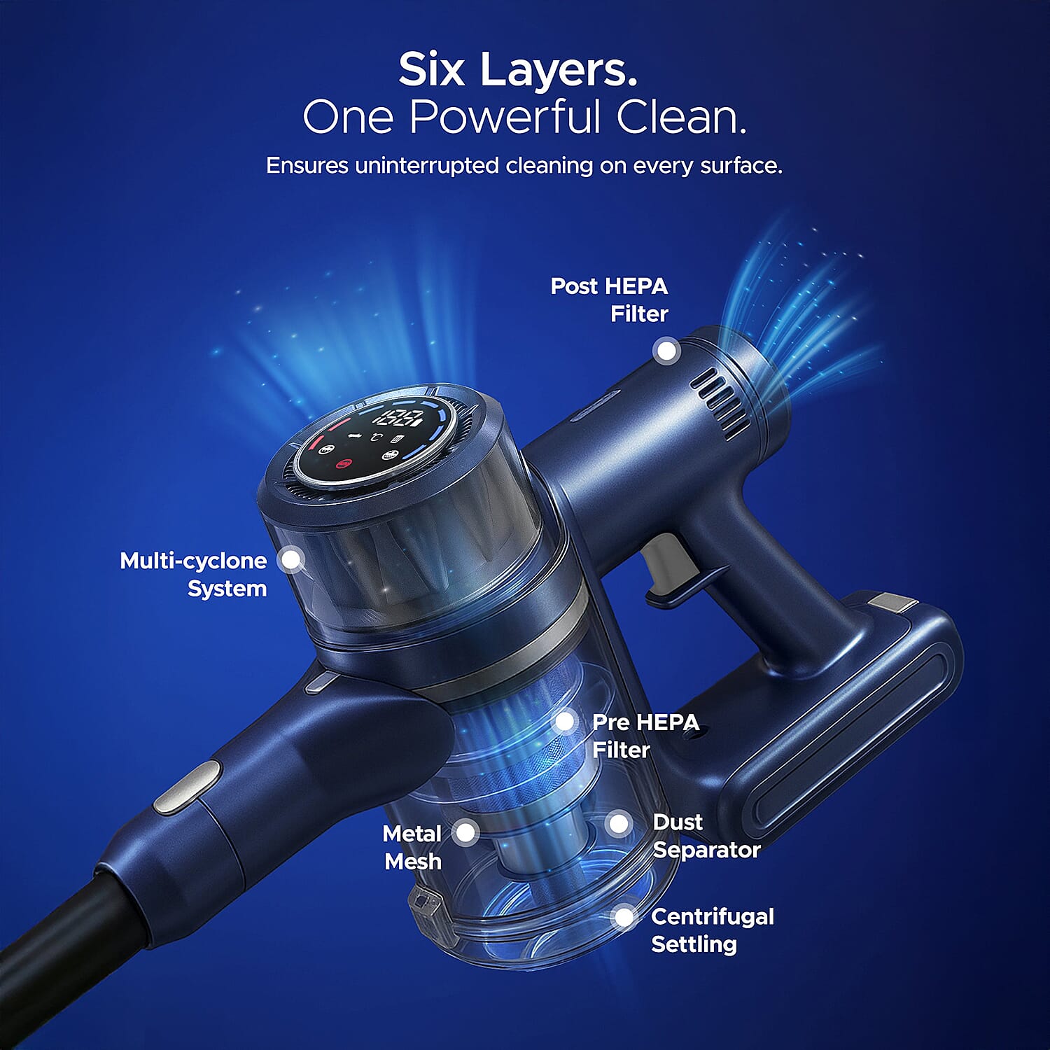 Keplin Lightweight Digital Vacuum with Bending Hose - 3 Speed, 55 Min Run Time, 350W Motor