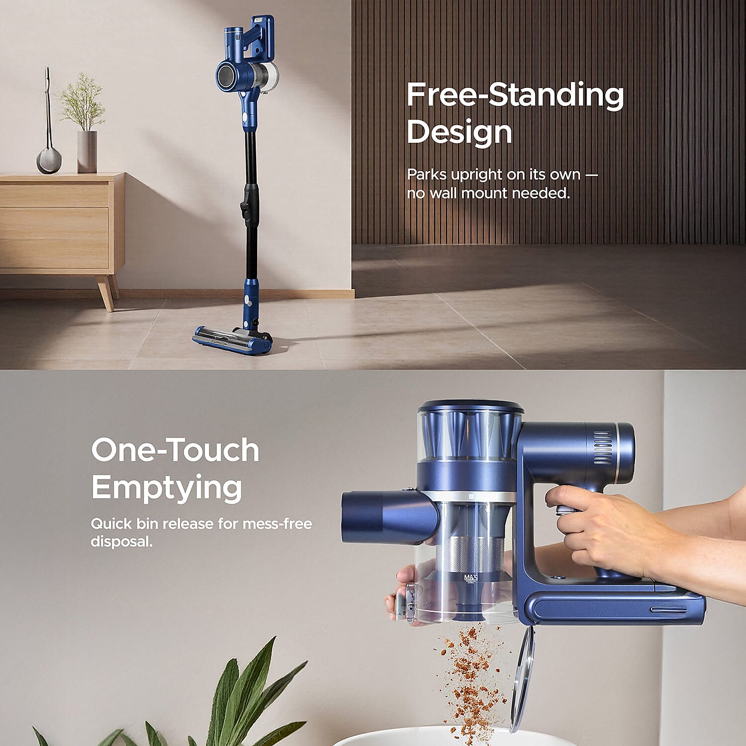 Keplin Lightweight Digital Vacuum with Bending Hose - 3 Speed, 55 Min Run Time, 350W Motor