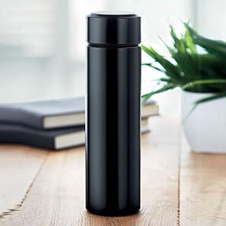 Smart Vacuum Flask with Temp Display (450ml) - Black