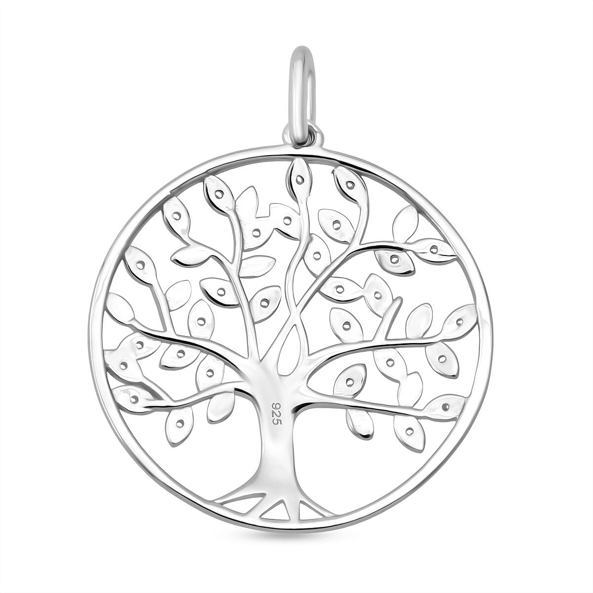 White Cubic Zirconia Pendant in Rhodium Overlay Sterling Silver