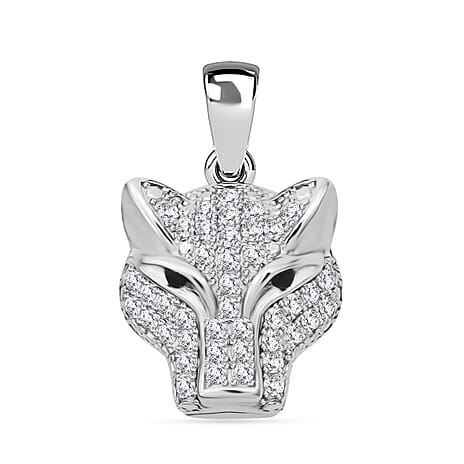 Black Cubic Zirconia & White Cubic Zirconia Panther Pendant in Rhodium Overlay Sterling Silver