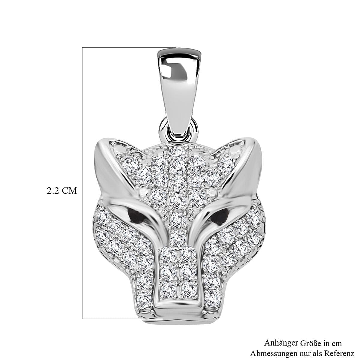 Black Cubic Zirconia & White Cubic Zirconia Panther Pendant in Rhodium Overlay Sterling Silver