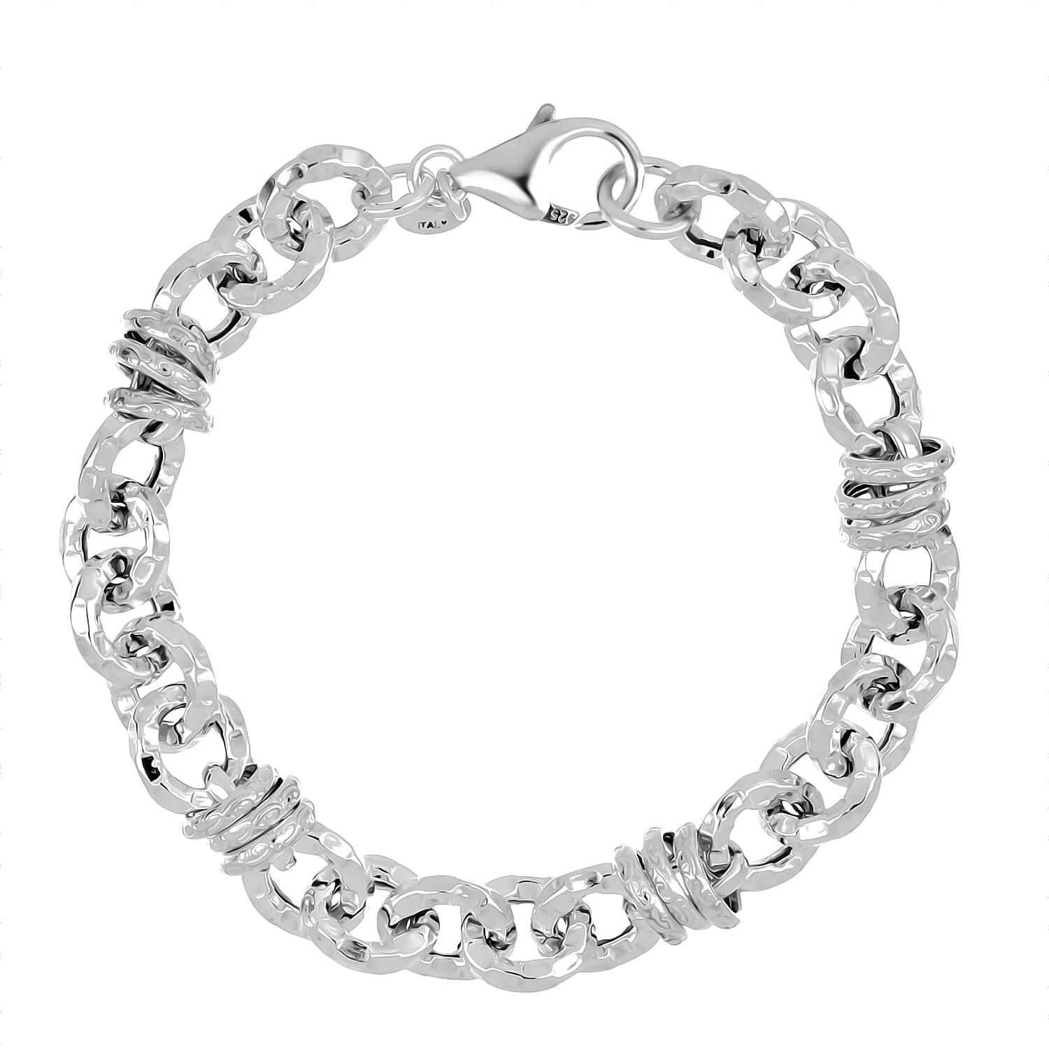 LaBella Fine Italian Jewellery - Handmade Sterling Silver Bracelet (Size 7.5) with Lobster Clasp, Silver Wt. 15.40 Gms.
