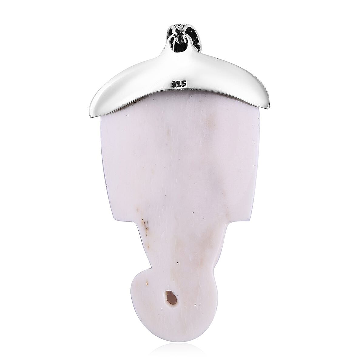 Royal Bali Collection Ox Bone & African Amethyst Pendant Sterling Silver 54.81 Ct