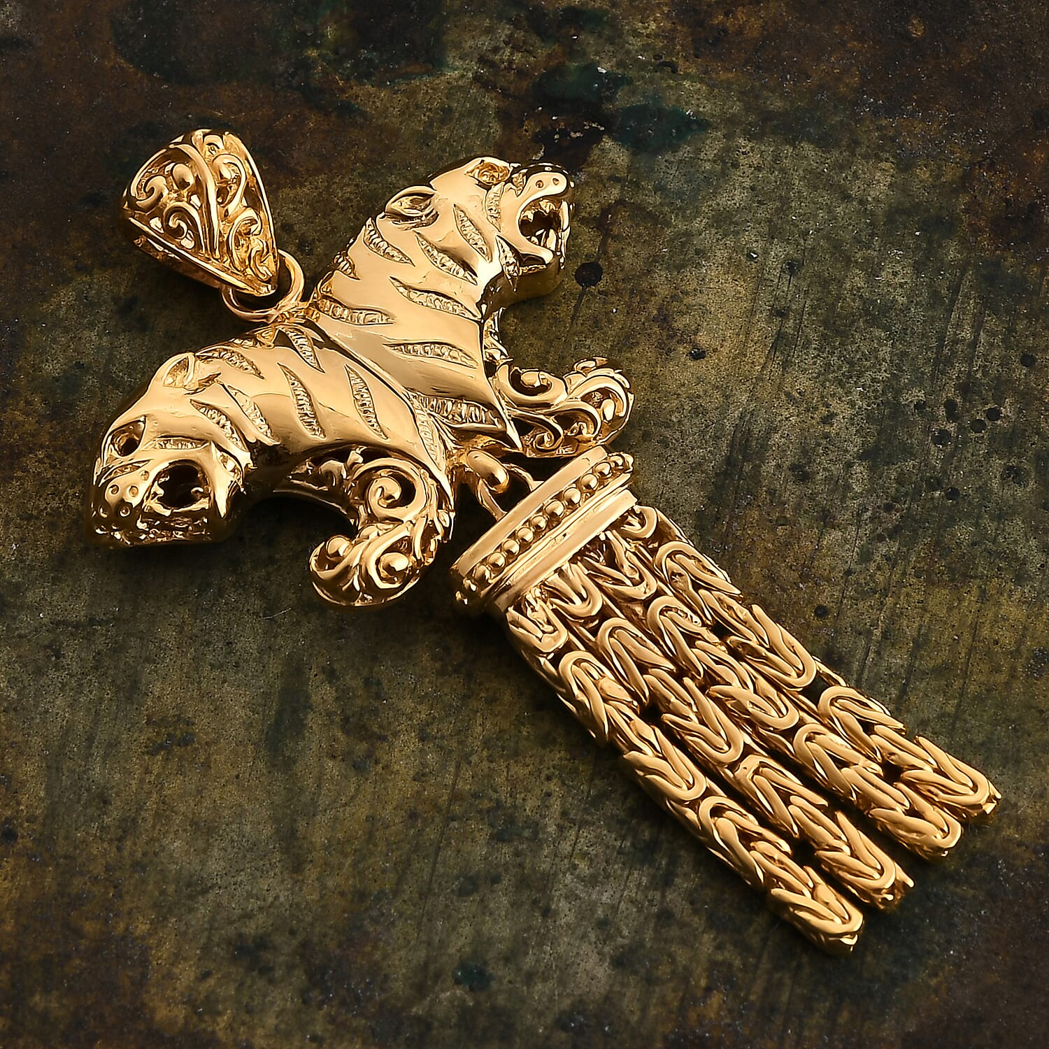 Royal Bali Collection Sterling Silver Pendant in 22K Vermeil Yellow Gold Plated, Silver Wt. 11.90 Gms.