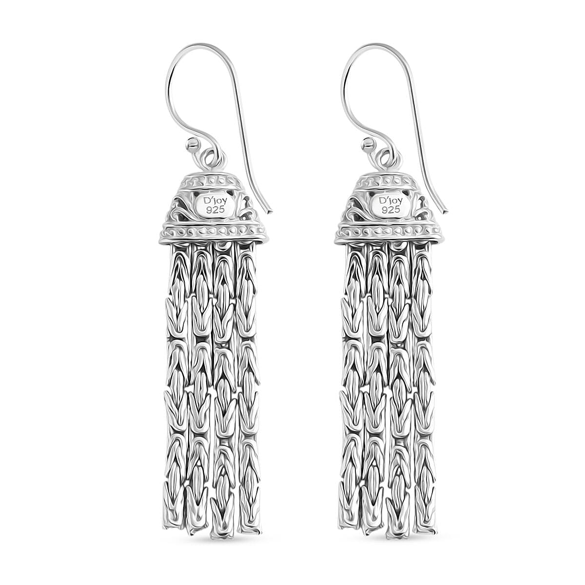 Royal Bali Collection Borobudur Handmade Sterling Silver Earrings with Hook, Silver Wt. 9.95 Gms.