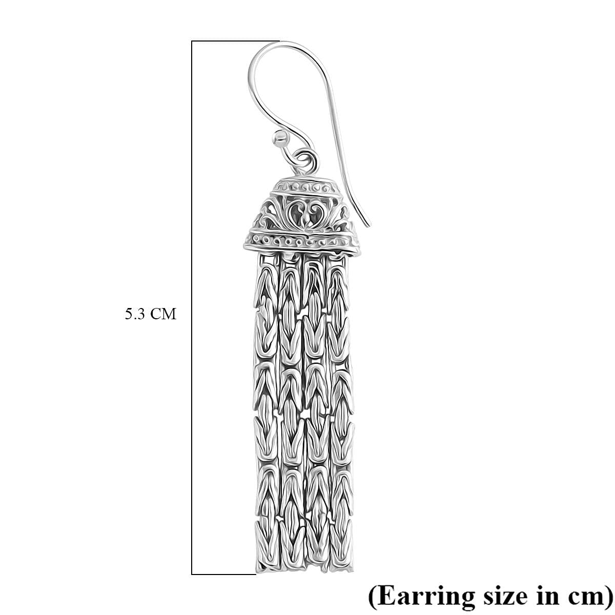 Royal Bali Collection Borobudur Handmade Sterling Silver Earrings with Hook, Silver Wt. 9.95 Gms.