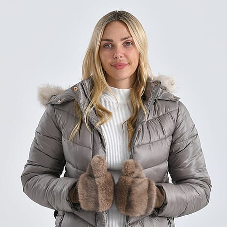 Styled By Super Cozy Faux Fur Mittens (24 x 12 cm, One Size) - Light Brown