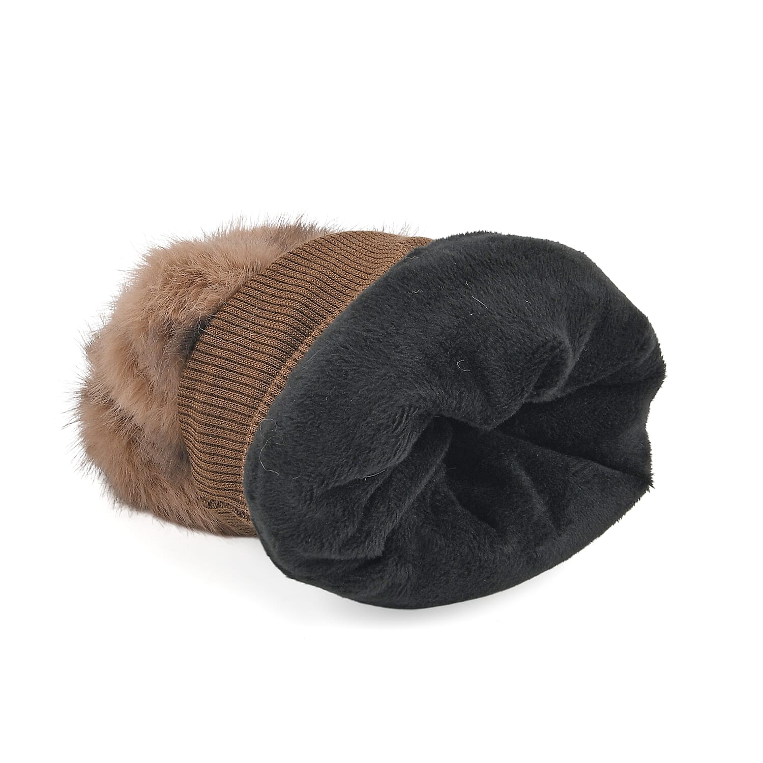 Styled By Super Cozy Faux Fur Mittens (24 x 12 cm, One Size) - Light Brown